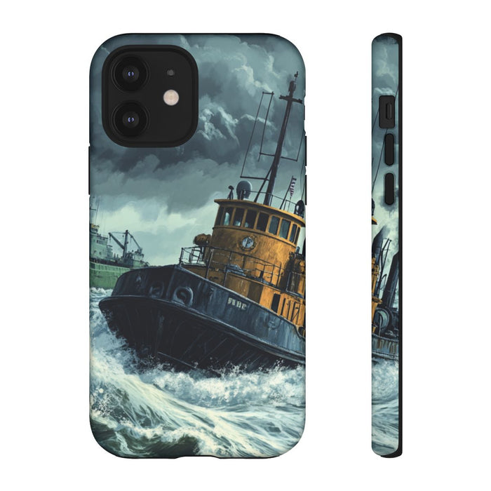 Sleepboot met Vrachtschip in Woeste Zee