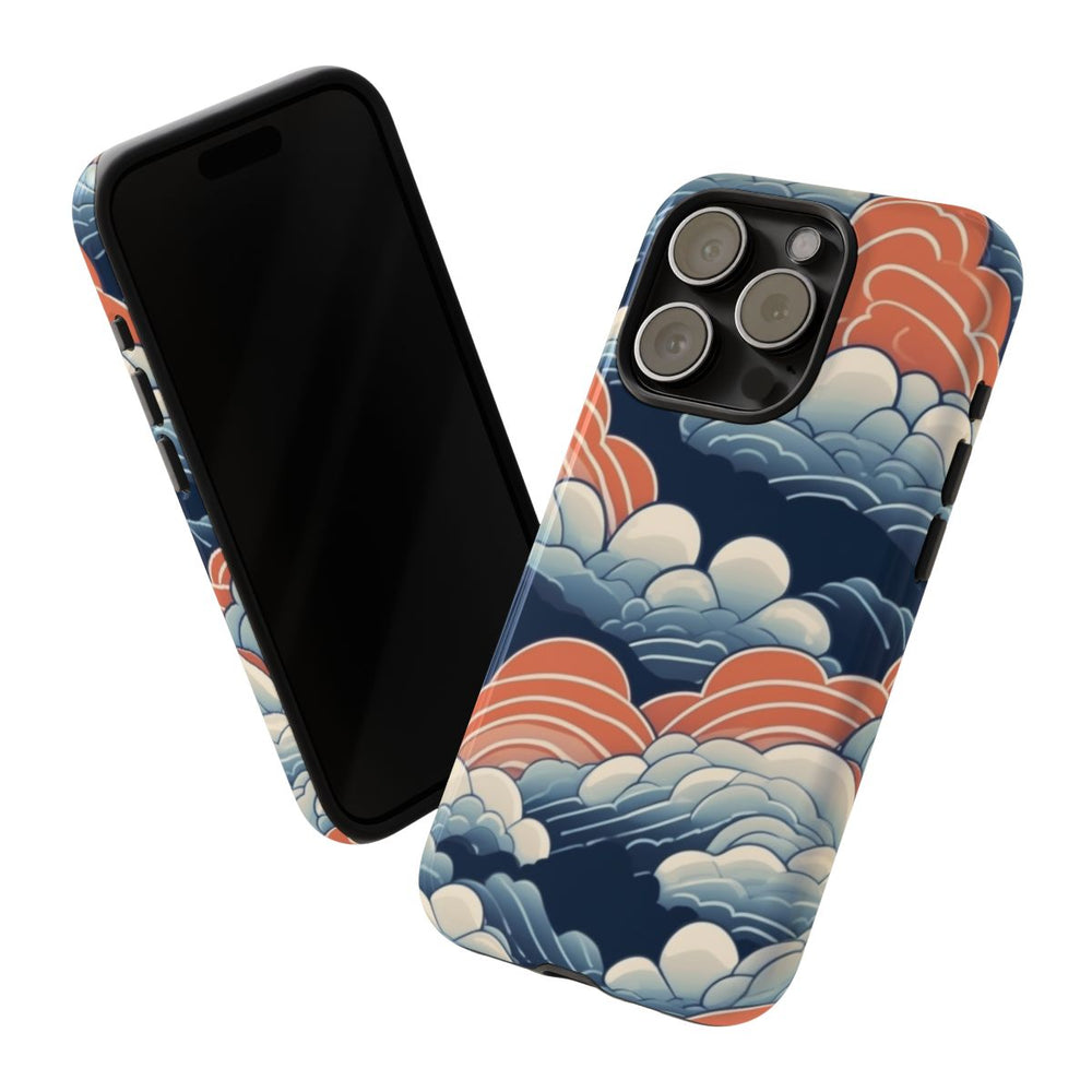 Gestileerd Wolkenpatroon in Blauw en Oranje