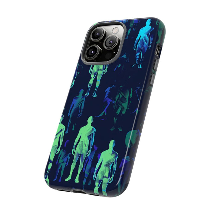 Blauw-Groene Neon Figurenpatroon