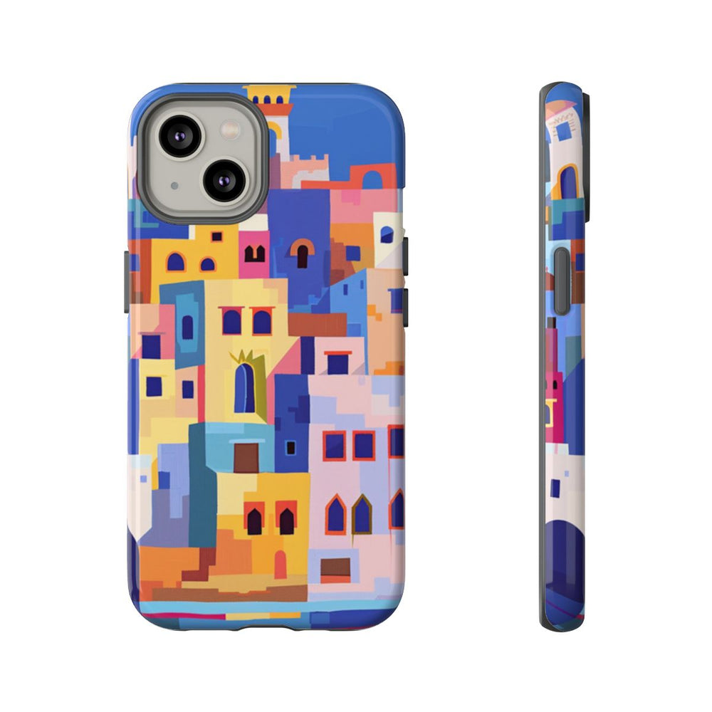 Kleurrijke Illustratie van een Kuststad