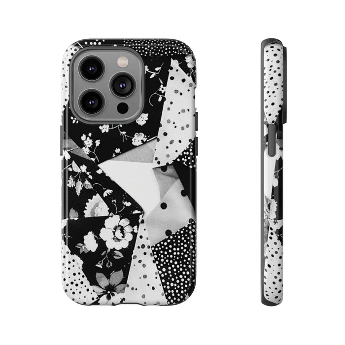 Monochrome Bloemen- en Polkadot Patchwork