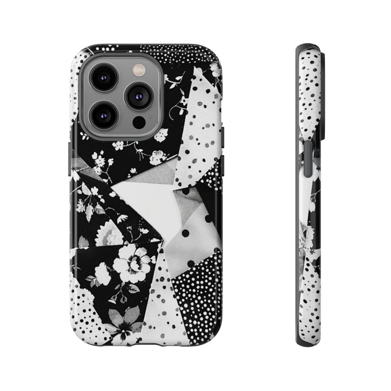 Monochrome Bloemen- en Polkadot Patchwork