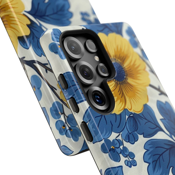 Blauw-Geel Bloemenpatroon