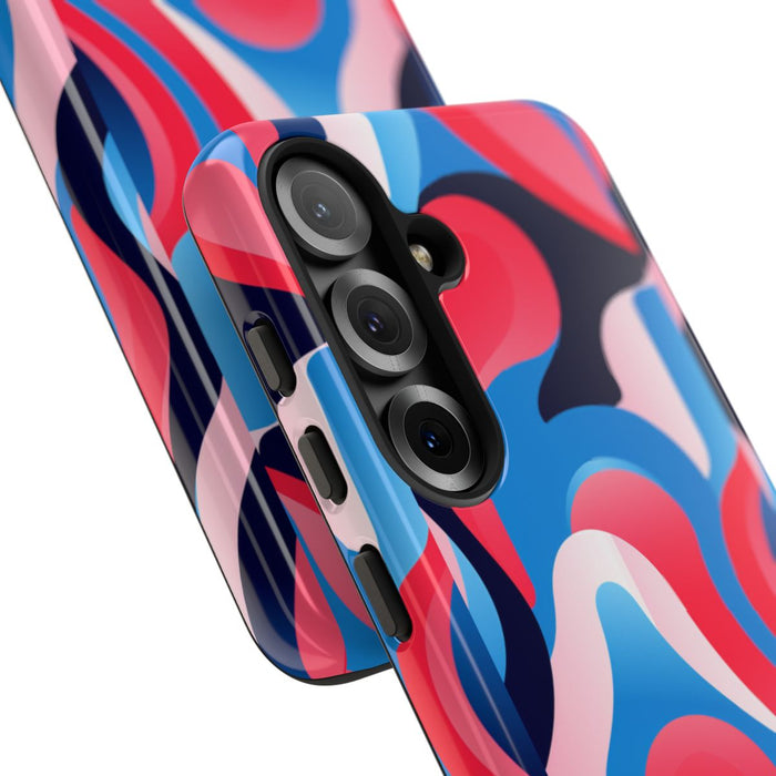Blauw-Rood Abstract Golvend Patroon