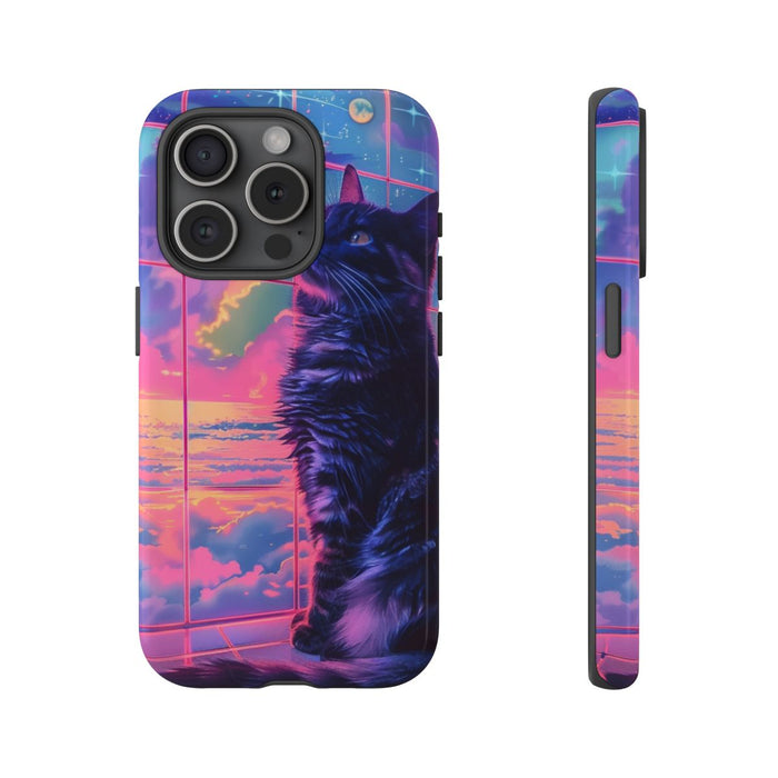 Lofi Vaporwave Kat met Neonlucht