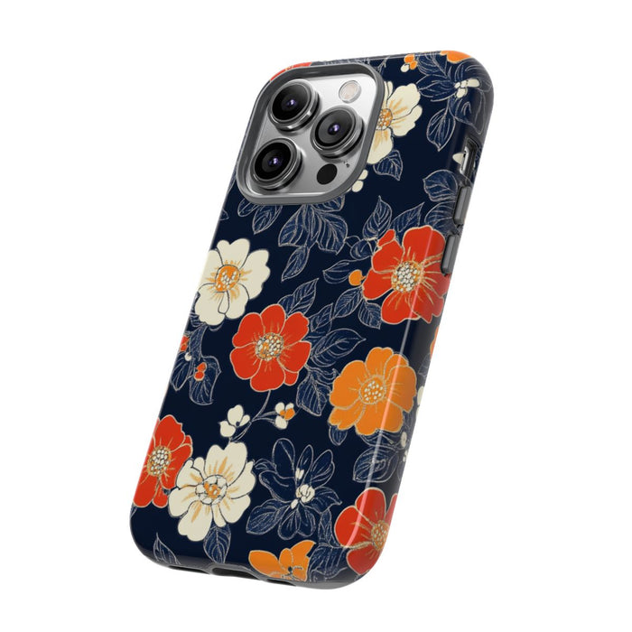 Oranje en Witte Bloemenprint