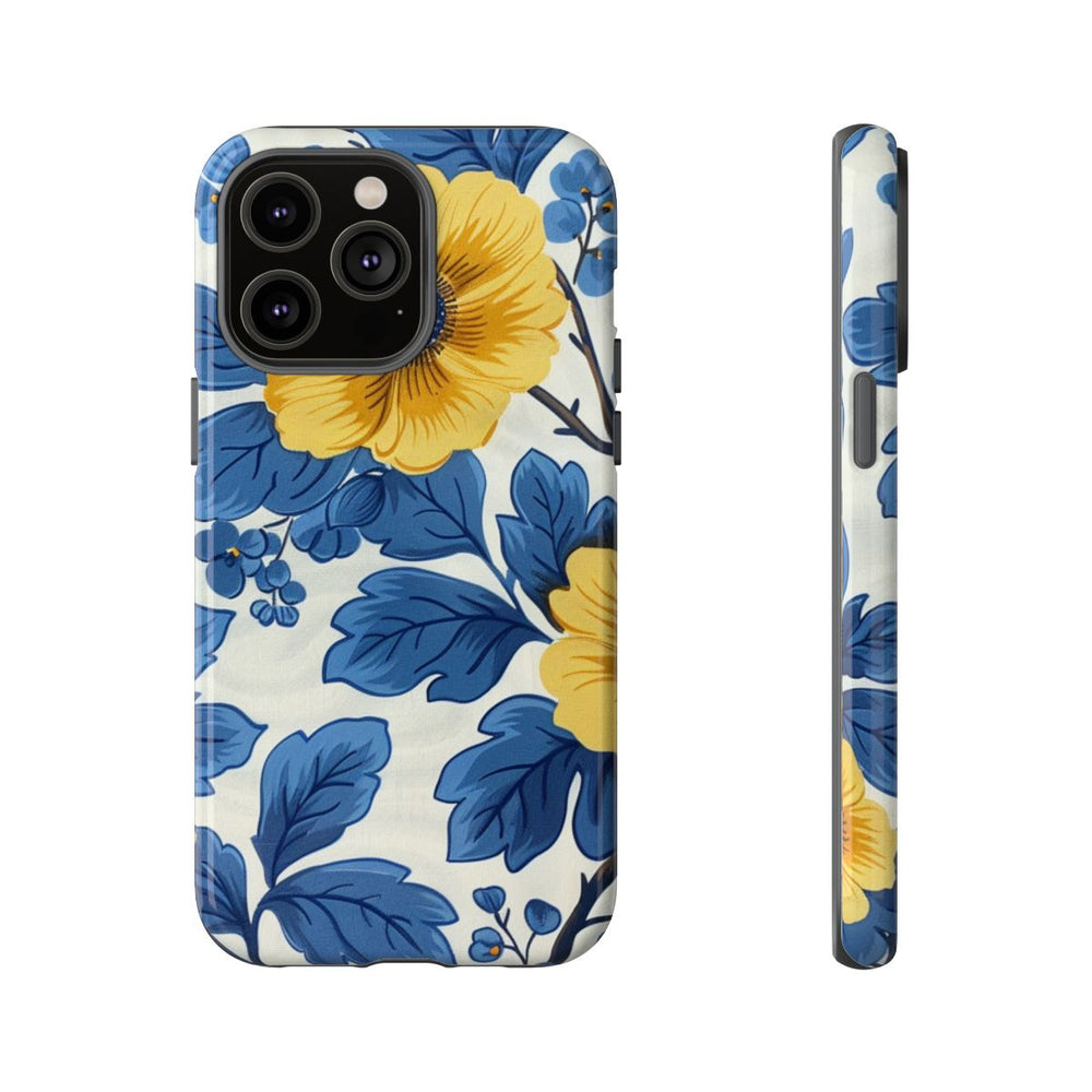 Blauw-Geel Bloemenpatroon