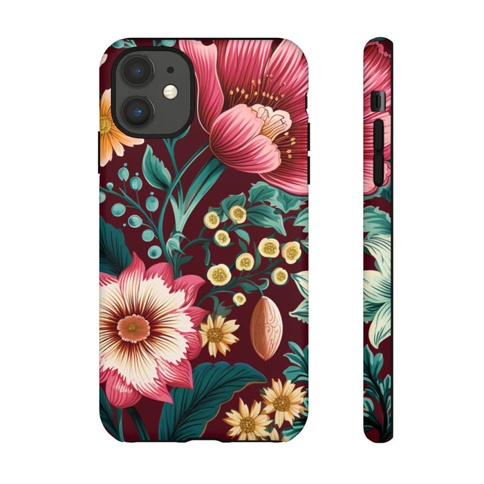 Botanisch Bloemenpatroon in Amber en Teal