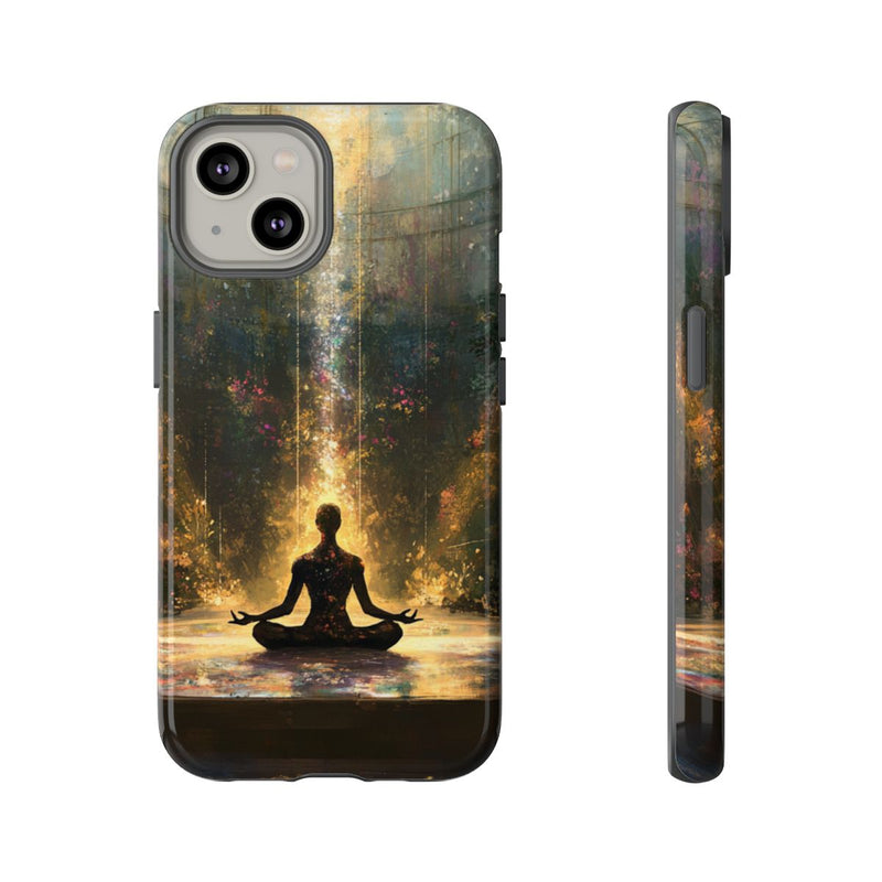 Mediterende Silhouet met Stralend Licht