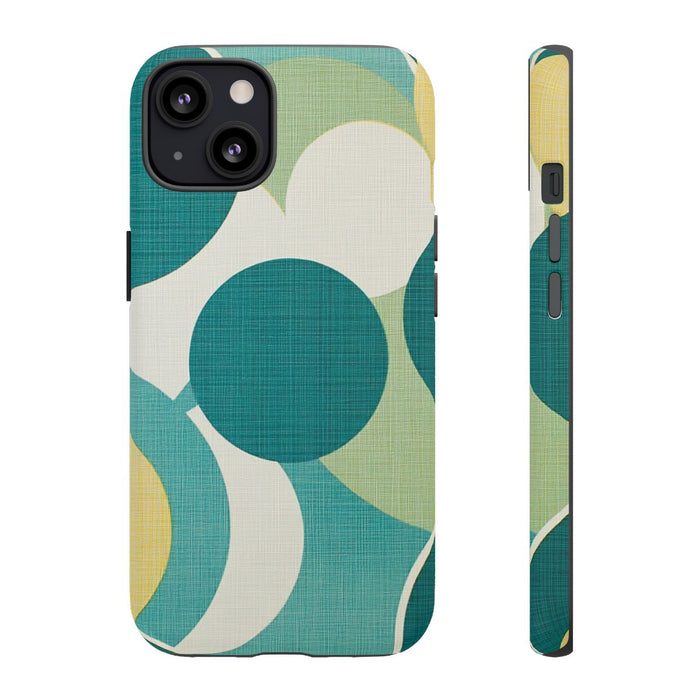 Retro Patroon met Blauwe en Gele Cirkels