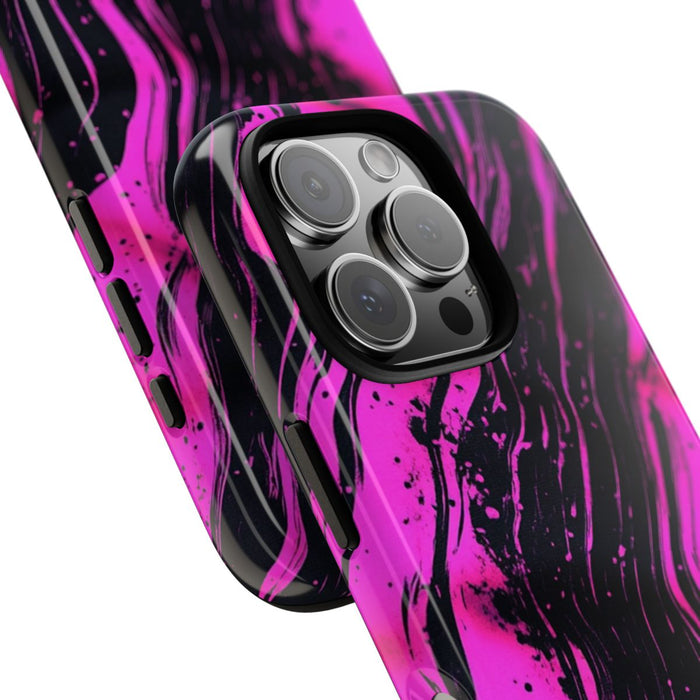 Neonroze en Zwart Abstract Patroon