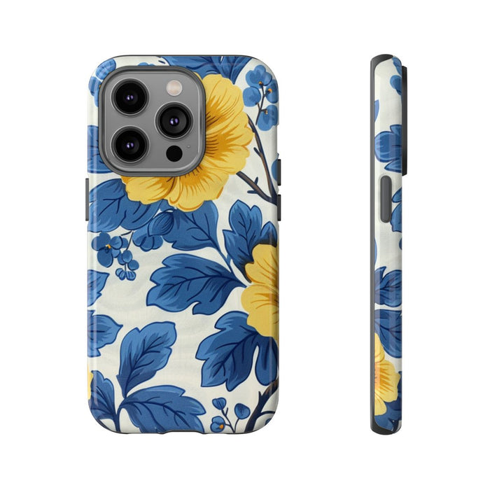 Blauw-Geel Bloemenpatroon