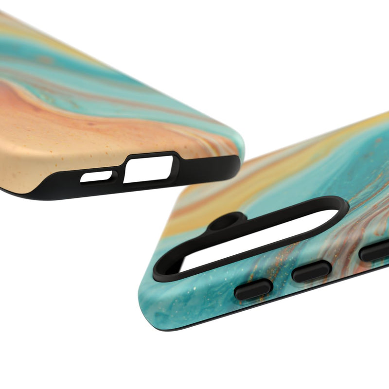 Oranje en Teal Marmerstructuur met Mat Effect