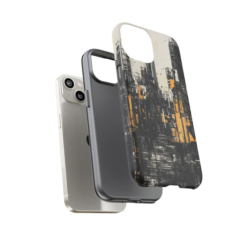 Abstracte Stadsgezicht in Zwart en Oranje