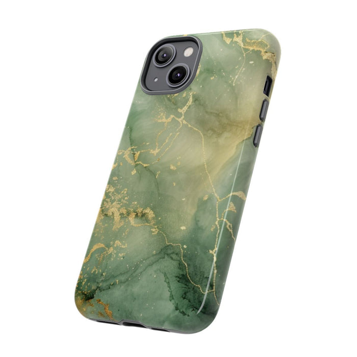 Groene en Gouden Marmer Abstract