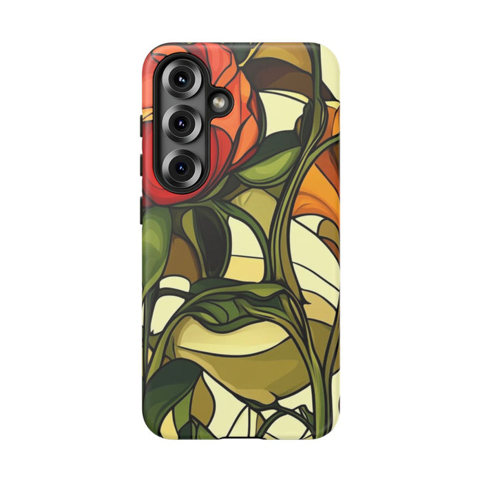 Abstracte Botanische Rood-Oranje Bloemen