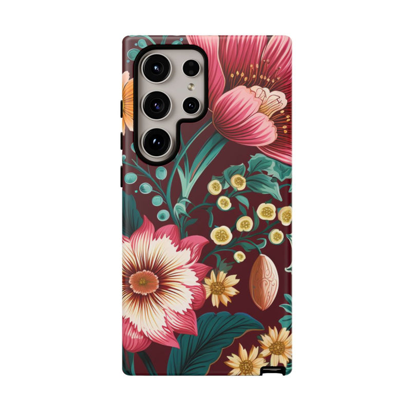 Botanisch Bloemenpatroon in Amber en Teal