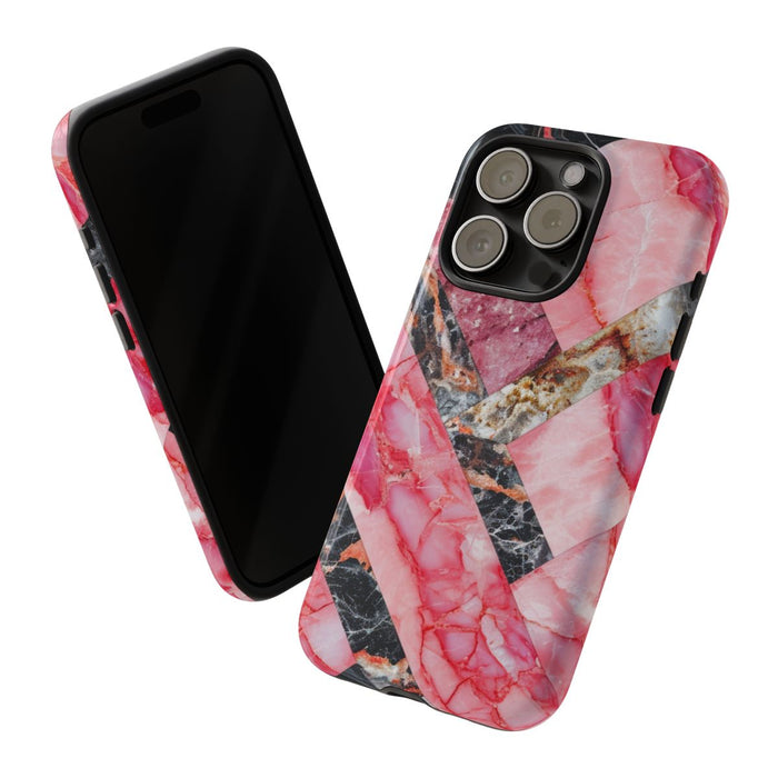 Roze en Zwart Geometrisch Marmerpatroon