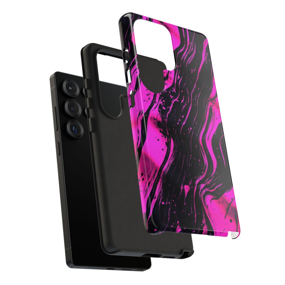 Neonroze en Zwart Abstract Patroon