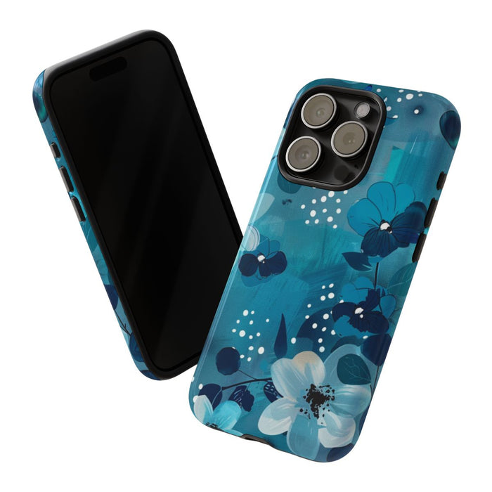 Turquoise Bloemenpatroon met Stippen