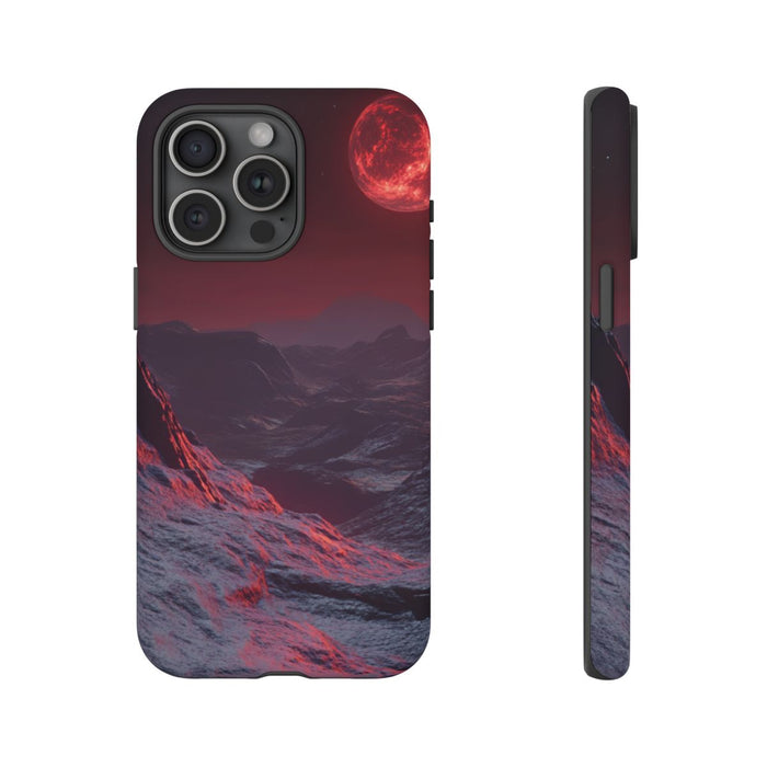 Bergachtig Landschap met Rode Maan