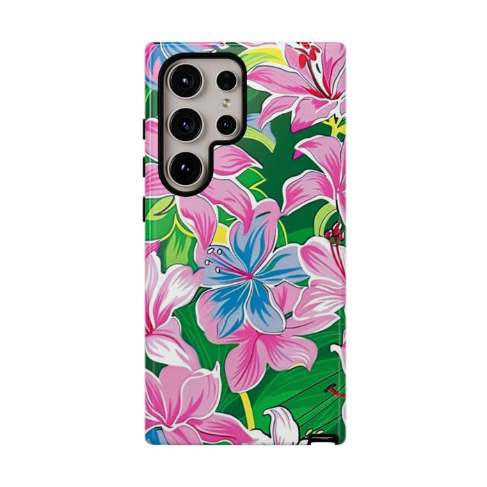 Roze en Blauwe Bloemenprint