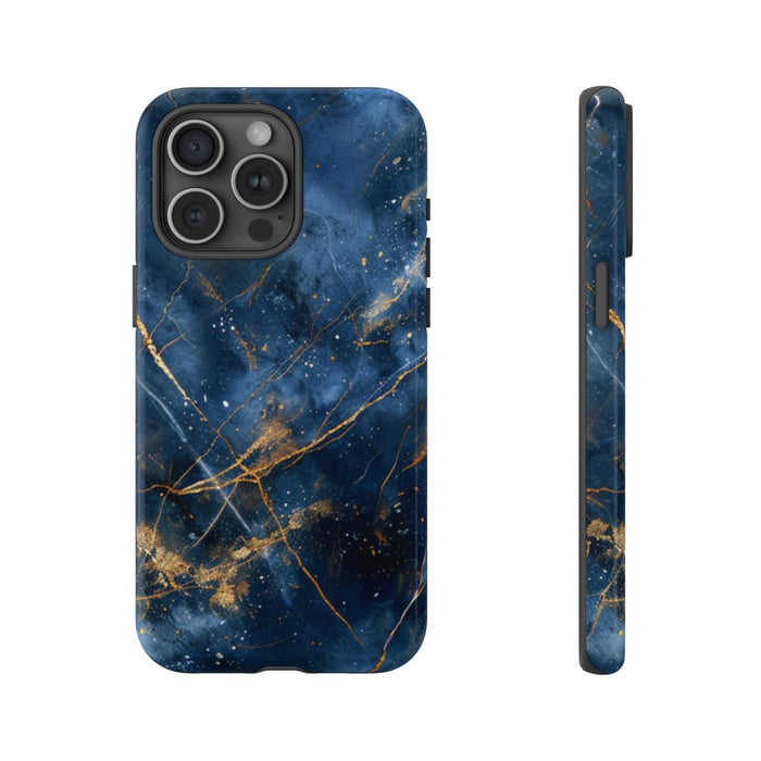 Blauw Marmerpatroon met Gouden Adering