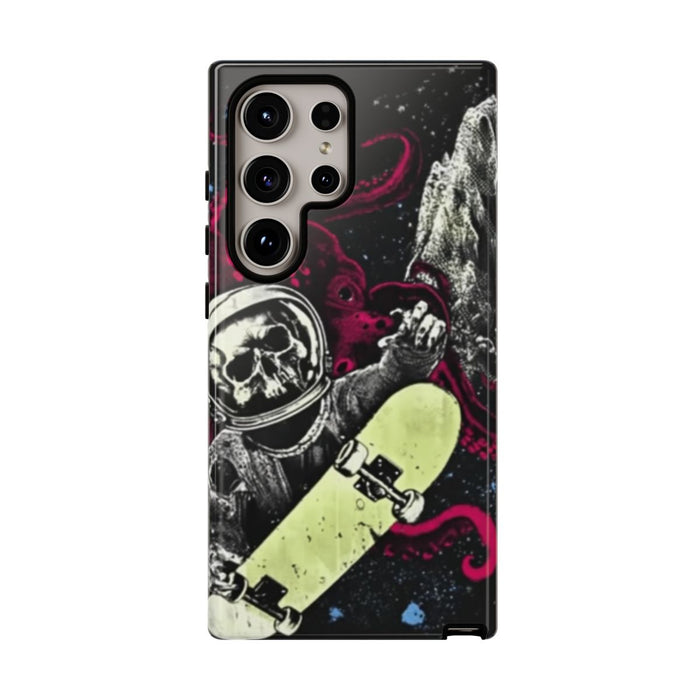 Schedel-Astronaut met Skateboard en Octopus