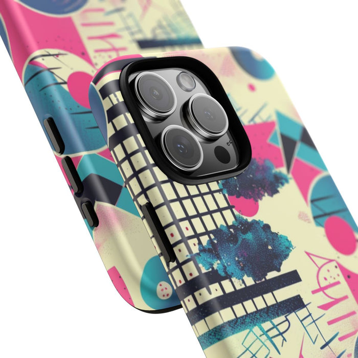 Abstract Geometrisch Patroon in Roze en Blauw