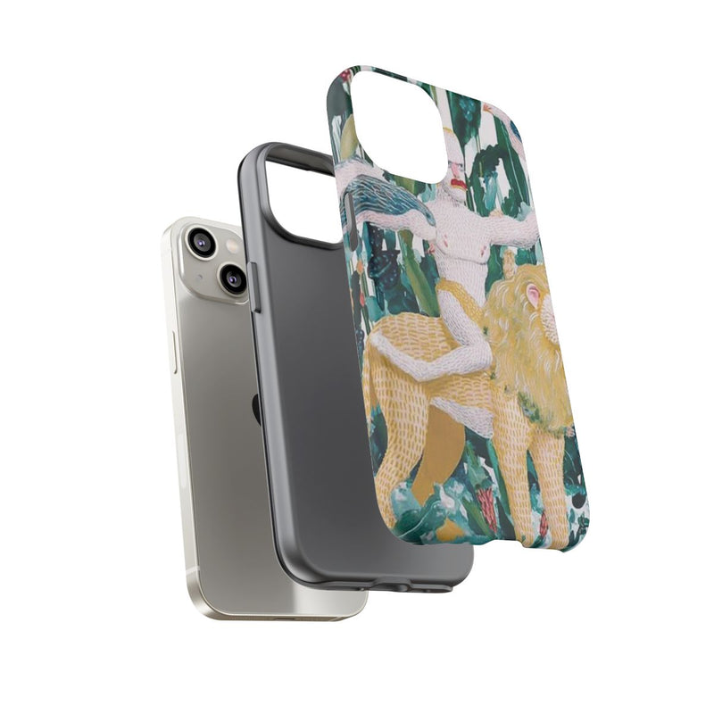 Surrealistische Man met Vogels op Leeuw