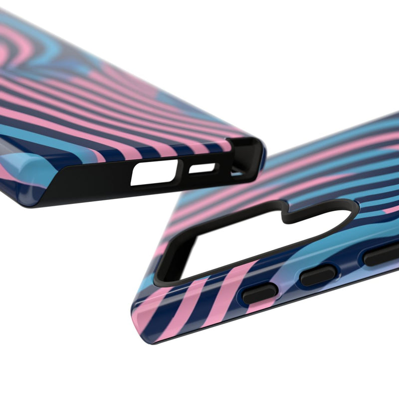 Golvend Blauw-Roze Optische Illusiepatroon