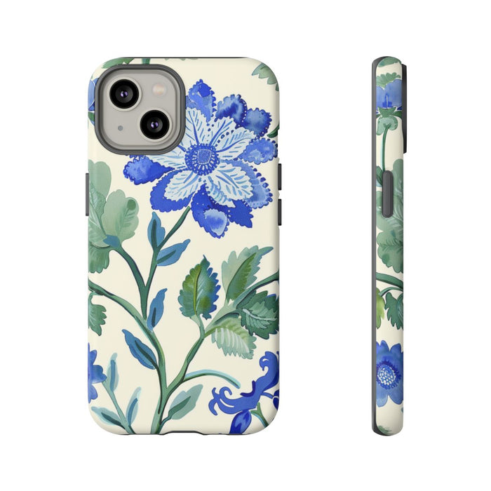 Blauw Waterverf Bloemenpatroon