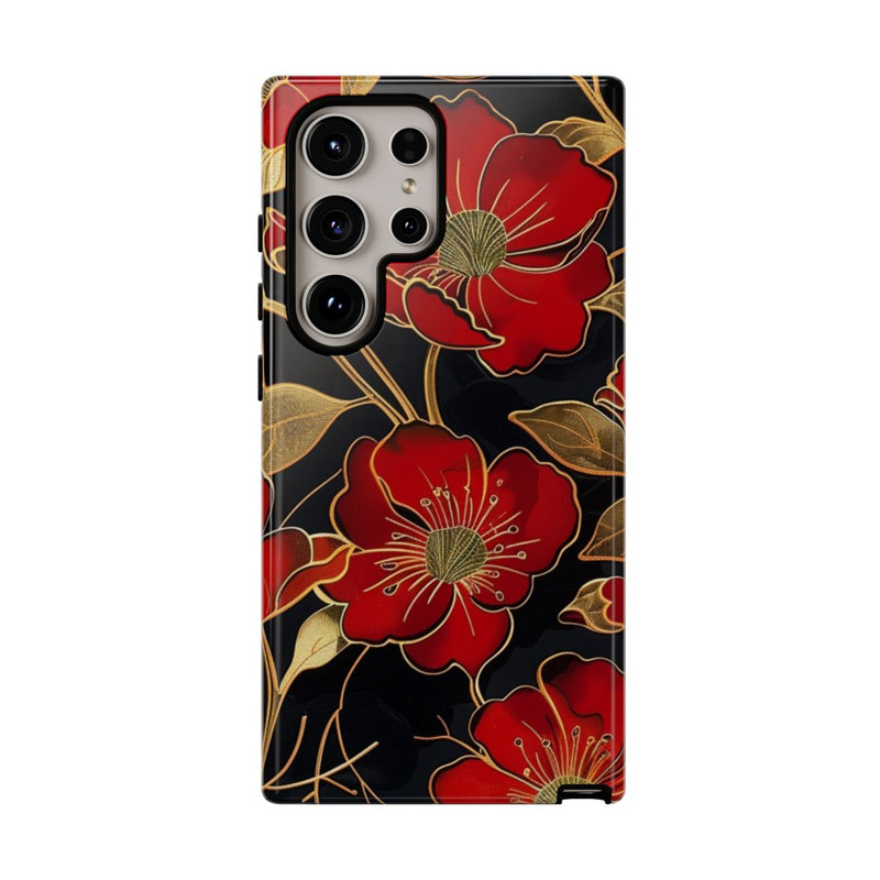 Rood-Gouden Bloemenpatroon