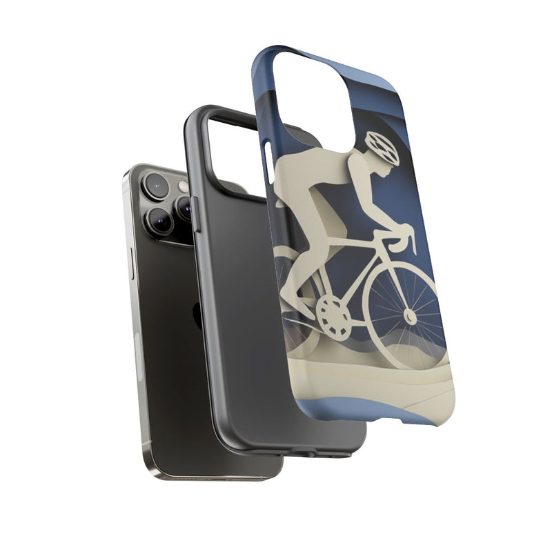 Papierknip Fietser op Blauwe Landschap