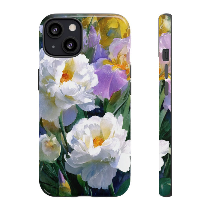 Grote Witte Pioenen en Lila Irissen