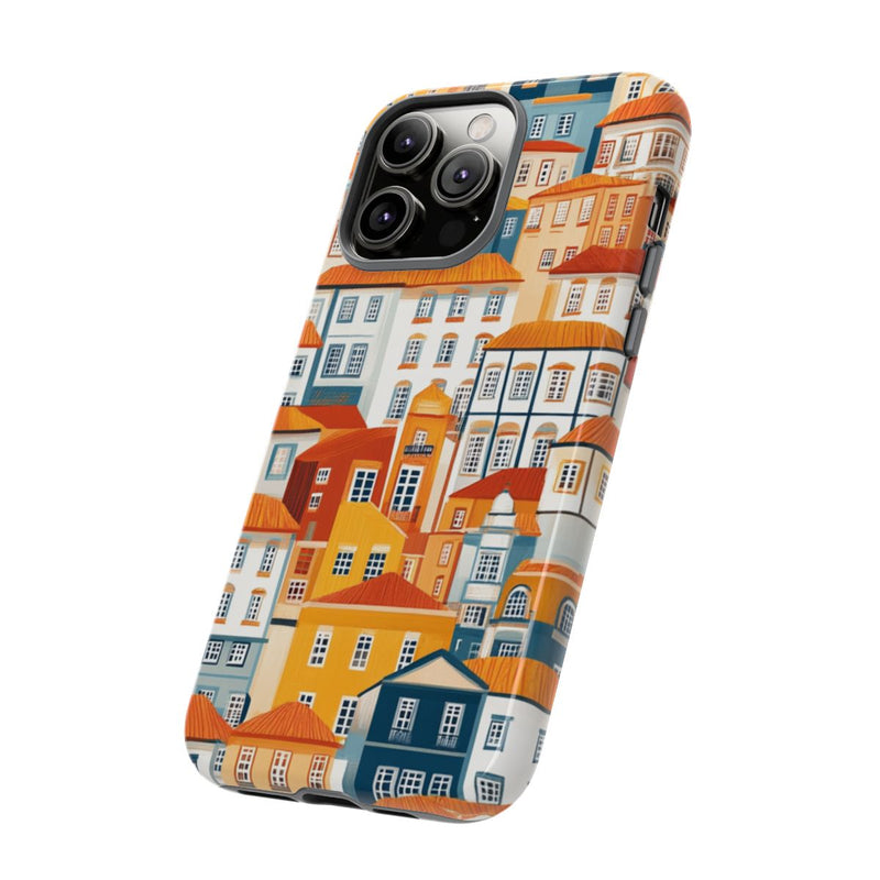 Kleurrijke Huisjespatroon met Glanzende Afwerking