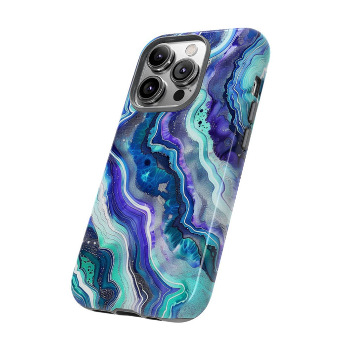 Blauw en Turquoise Geode Wervelpatroon