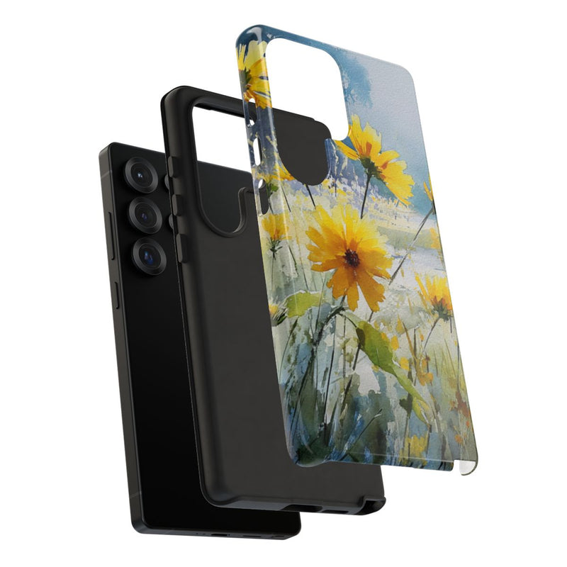 Gele Zonnebloemen in Pastelkleurig Landschap