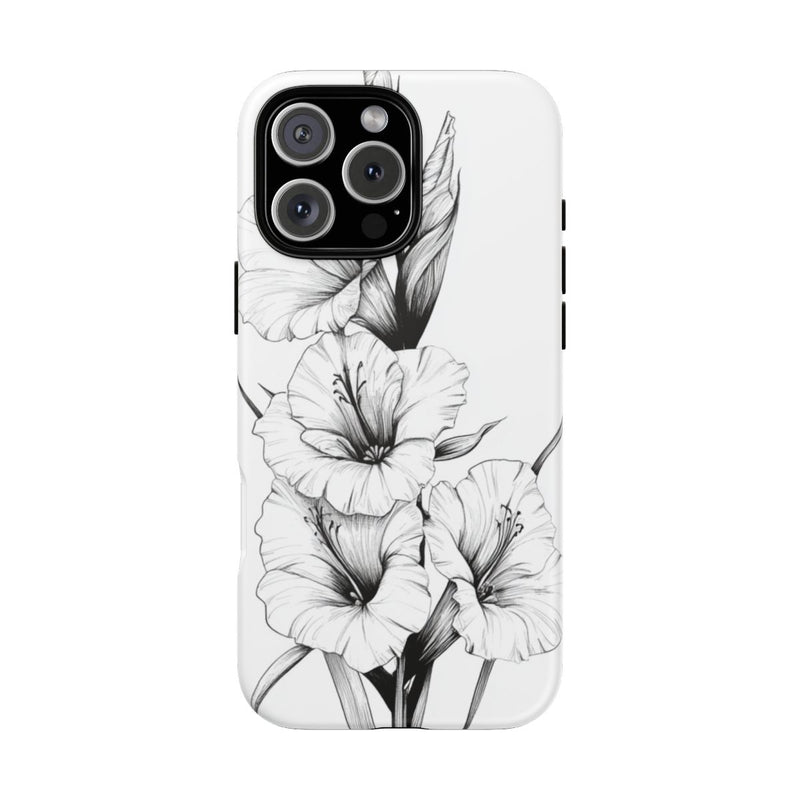 Zwart-Witte Gladiolen Fijnlijntekening