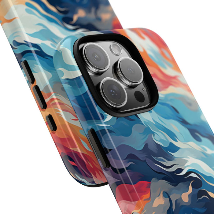 Abstracte Oceaangolven met Vurige Kleuren