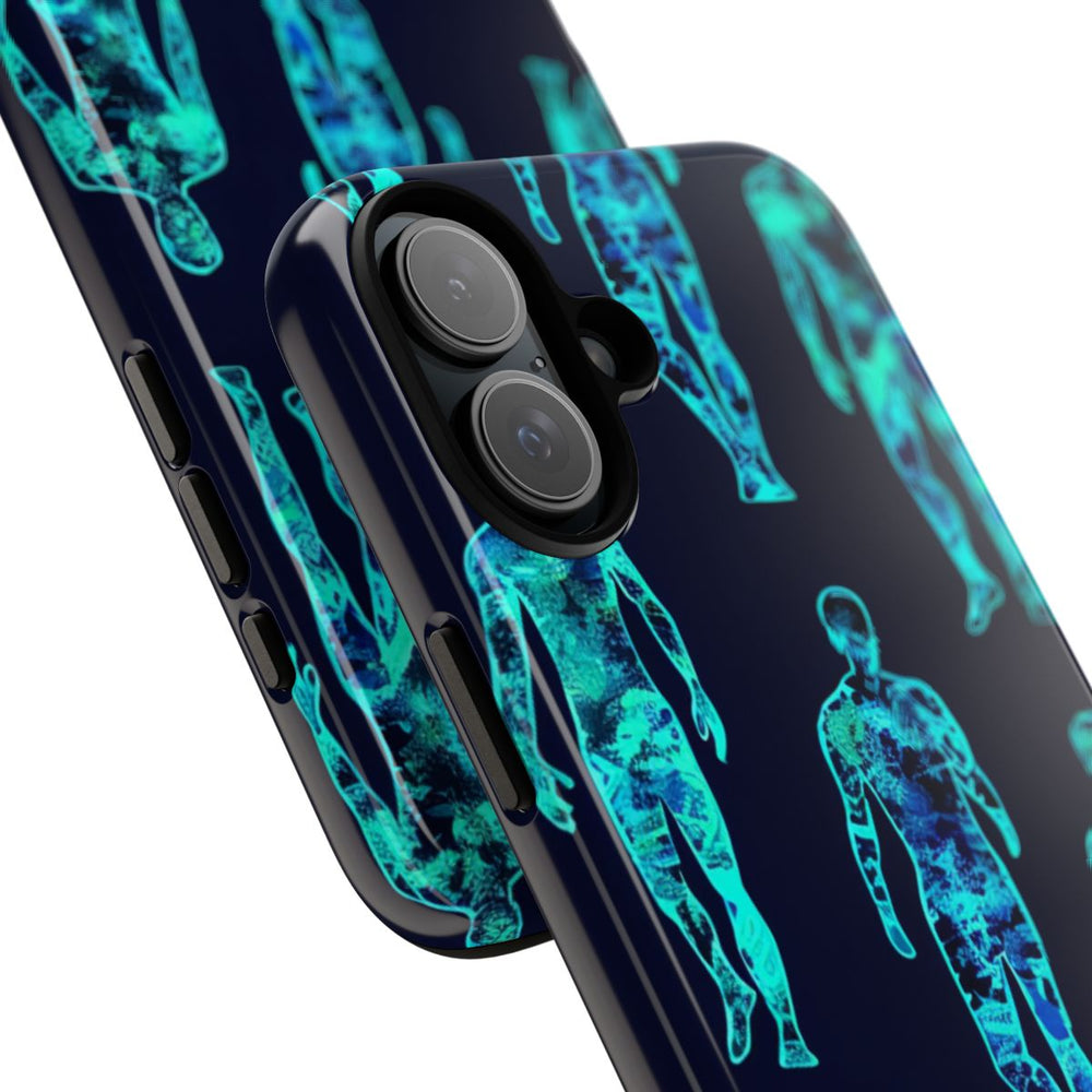 Blauw-Groene Neon Mensfiguren Patroon