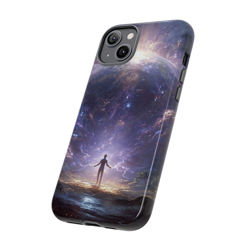 Persoon Tegenover Gloeiende Aarde in Kosmische Energie