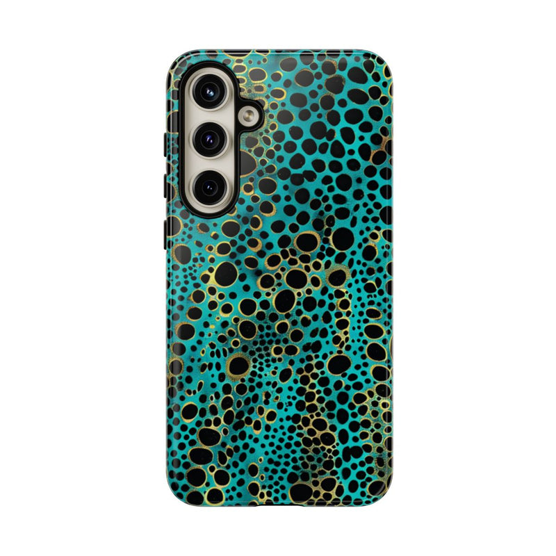 Turquoise en Zwart Abstract Stippenpatroon