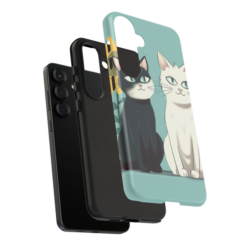Twee Cartoonkatten met Zonnebloem