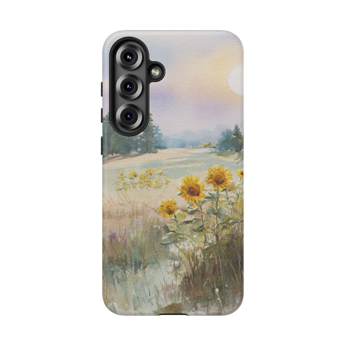 Zonnebloemen in een Pastelkleurig Landschap