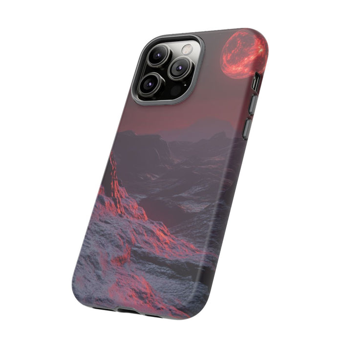 Bergachtig Landschap met Rode Maan