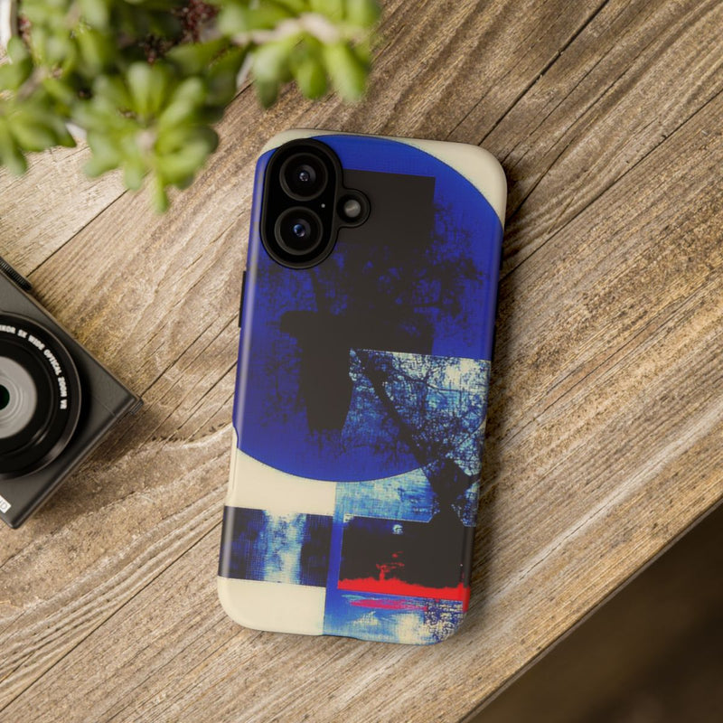 Abstracte Blauwe en Zwarte Geometrische Kunst