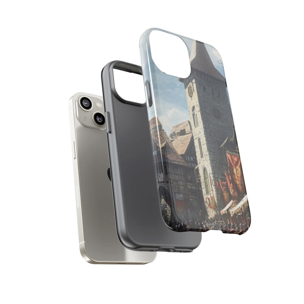 Middeleeuws Europees Dorpsstraat Tafereel