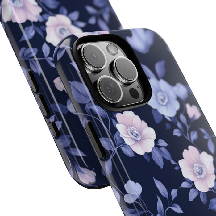 Elegant Blauw-Roze Bloemenpatroon