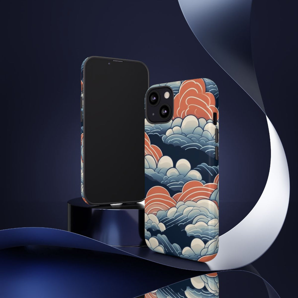 Gestileerd Wolkenpatroon in Blauw en Oranje